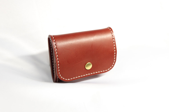 ヌメ革 ボックス型小銭入れ（ブラウン色）【送料無料】 4枚目の画像