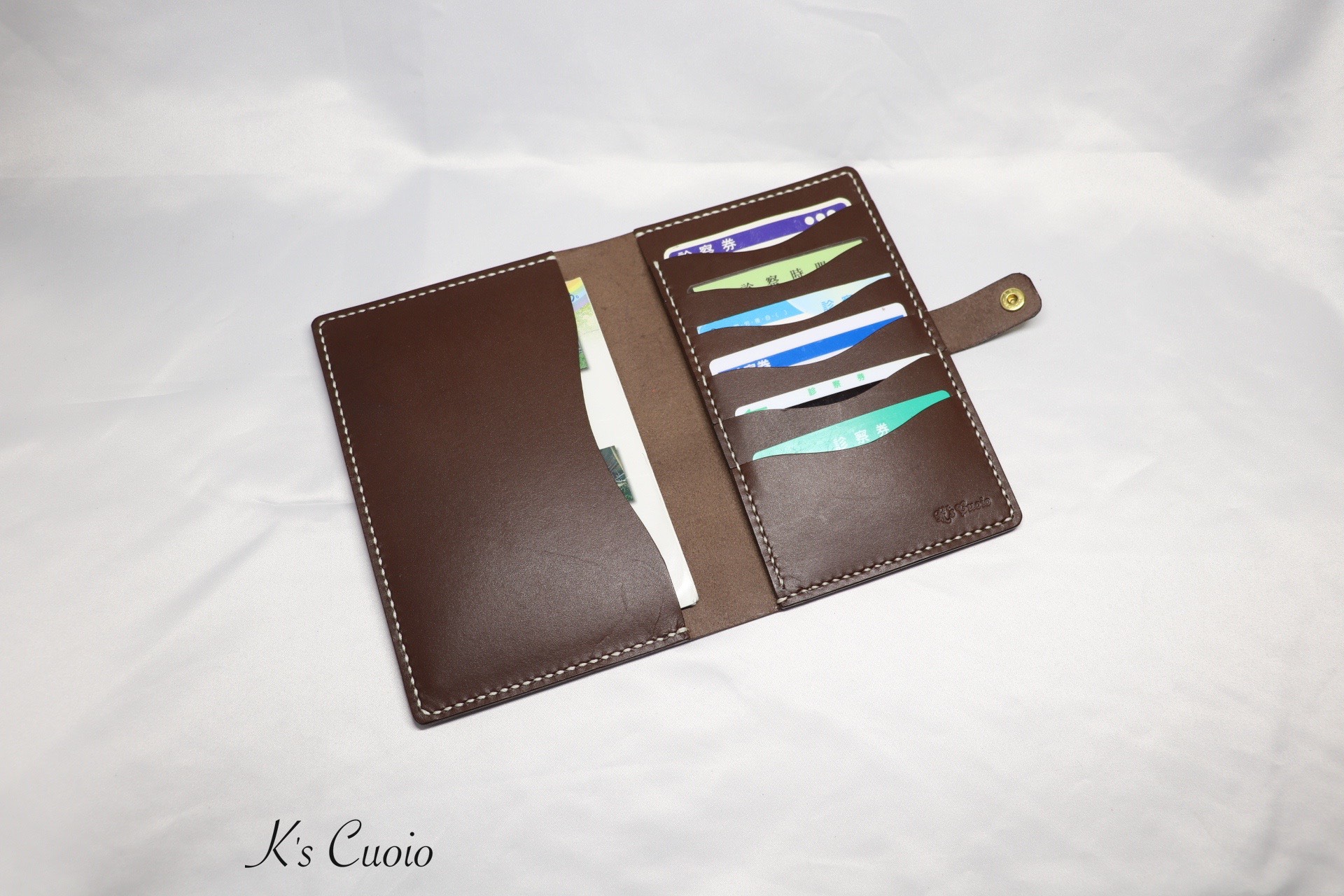 ヌメ革 手縫いのお薬手帳ケース（ダークブラウン）【送料無料】