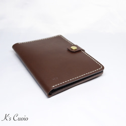 ヌメ革 手縫いのお薬手帳ケース（ダークブラウン）【送料無料】 4枚目の画像