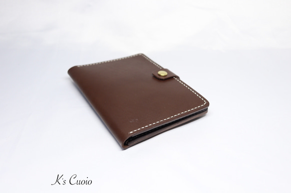 ヌメ革 手縫いのお薬手帳ケース（ダークブラウン）【送料無料】 4枚目の画像