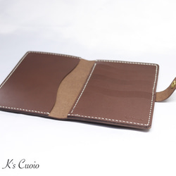 ヌメ革 手縫いのお薬手帳ケース（ダークブラウン）【送料無料】 5枚目の画像