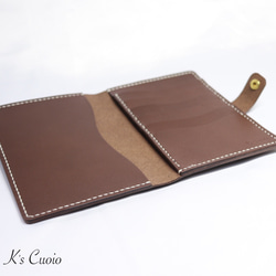 ヌメ革 手縫いのお薬手帳ケース（ダークブラウン）【送料無料】 6枚目の画像