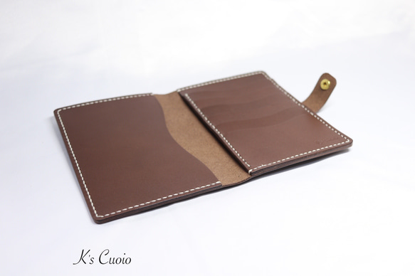 ヌメ革 手縫いのお薬手帳ケース（ダークブラウン）【送料無料】 6枚目の画像