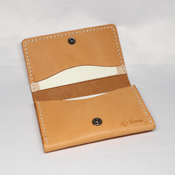 ヌメ革 ツートン名刺入れ（オレンジ＆ナチュラル）【送料無料】 2枚目の画像