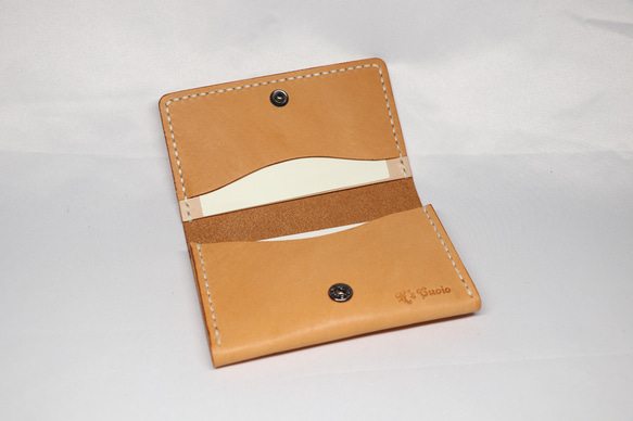 ヌメ革 ツートン名刺入れ（オレンジ＆ナチュラル）【送料無料】 2枚目の画像