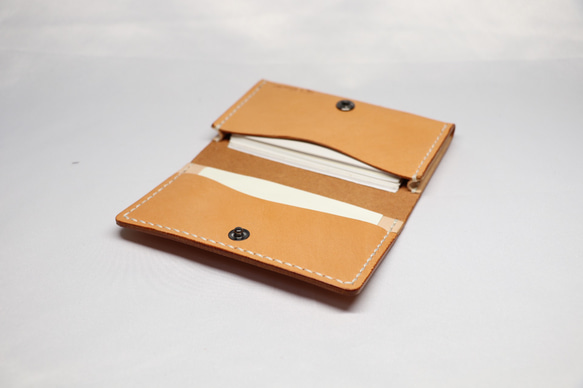 ヌメ革 ツートン名刺入れ（オレンジ＆ナチュラル）【送料無料】 3枚目の画像