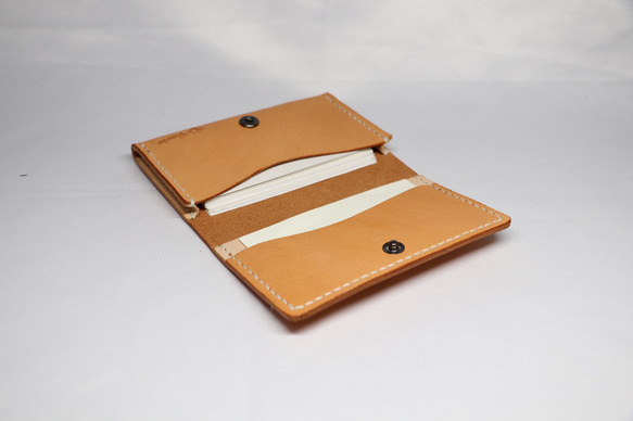ヌメ革 ツートン名刺入れ（オレンジ＆ナチュラル）【送料無料】 4枚目の画像
