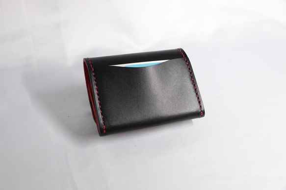 ヌメ革 ボックス型小銭入れTypeB（ブラック&レッド色）【送料無料】 10枚目の画像