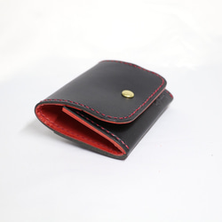 ヌメ革 ボックス型小銭入れTypeB（ブラック&レッド色）【送料無料】 6枚目の画像