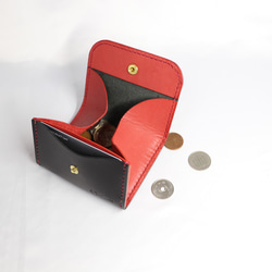 ヌメ革 ボックス型小銭入れTypeB（ブラック&レッド色）【送料無料】 7枚目の画像
