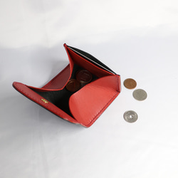 ヌメ革 ボックス型小銭入れTypeB（ブラック&レッド色）【送料無料】 8枚目の画像