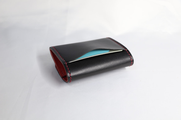 ヌメ革 ボックス型小銭入れTypeB（ブラック&レッド色）【送料無料】 9枚目の画像