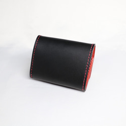 ヌメ革 ボックス型小銭入れTypeA（ブラック&レッド色）【送料無料】 10枚目の画像