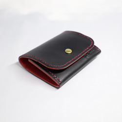 ヌメ革 ボックス型小銭入れTypeA（ブラック&レッド色）【送料無料】 7枚目の画像