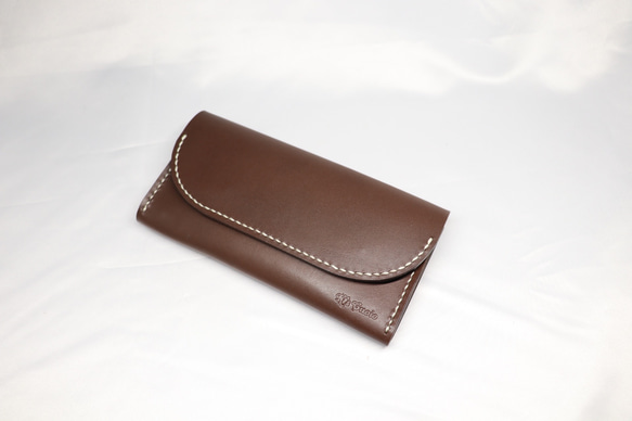 ヌメ革　ベルト通し型スマホケース横型（ダークブラウン色）【送料無料】 2枚目の画像