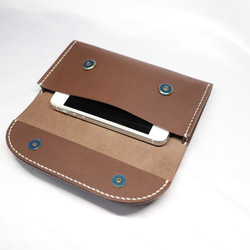 ヌメ革　ベルト通し型スマホケース横型（ダークブラウン色）【送料無料】 5枚目の画像