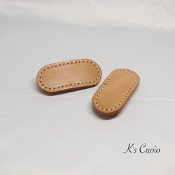 栃木レザー　楕円のバレッタ小【送料無料】 2枚目の画像