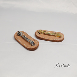 栃木レザー　楕円のバレッタ小【送料無料】 3枚目の画像