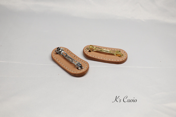 栃木レザー　楕円のバレッタ小【送料無料】 3枚目の画像