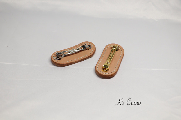 栃木レザー　楕円のバレッタ小【送料無料】 4枚目の画像