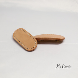 栃木レザー　楕円のバレッタ小【送料無料】 5枚目の画像