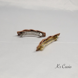 栃木レザー　三本編みバレッタ【送料無料】 6枚目の画像