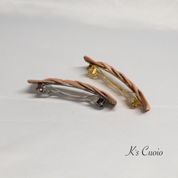 栃木レザー　五本編みバレッタ【送料無料】 3枚目の画像