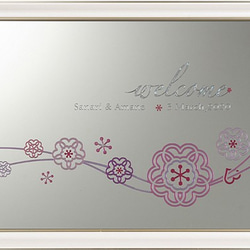 【彫刻】結婚式 ウェディング ウェルカムボード ミラー 桜 チェリー（Мサイズ）／ 春・桜・和風・シンプル 5枚目の画像