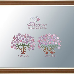 結婚式 ウェディング ウェルカムボードミラー　ひな桜（Мサイズ）／ 春・桜・可愛い 6枚目の画像