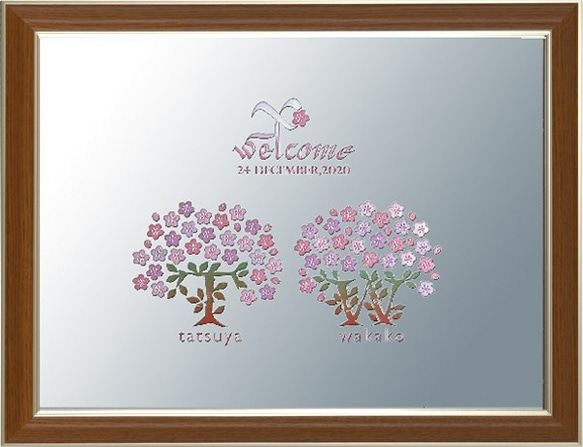 結婚式 ウェディング ウェルカムボードミラー　ひな桜（Мサイズ）／ 春・桜・可愛い 6枚目の画像
