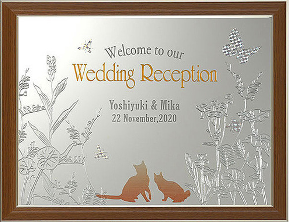 結婚式 高級 ウェディング ウェルカムボード ミラー 猫 ／ イーハトーブ （Ｍサイズ） 6枚目の画像