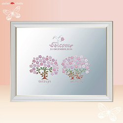 結婚式 ウェディング ウェルカムボードミラー　ひな桜（Ｌサイズ）／ 春・桜・可愛い 1枚目の画像