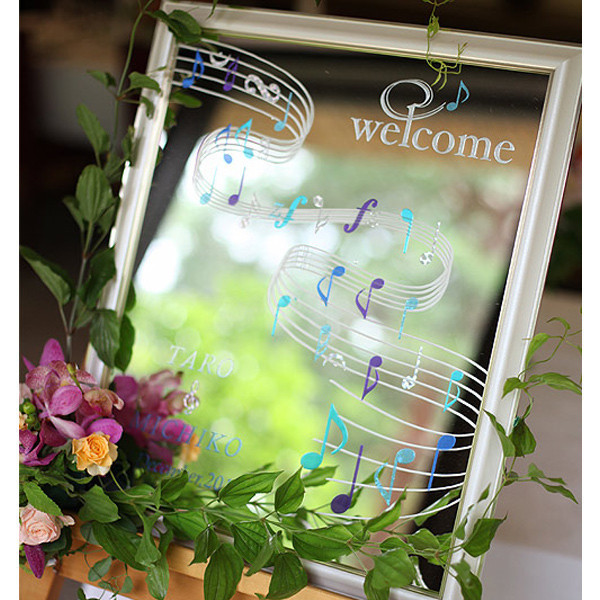 結婚式 高級 ウェディング ウェルカムボード ミラー 音楽 ／ 音符