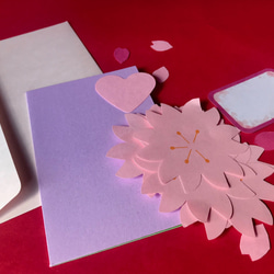 [送料無し] 桜咲く！心を込めて自分で作る桜のポップアップカード2組 4枚目の画像