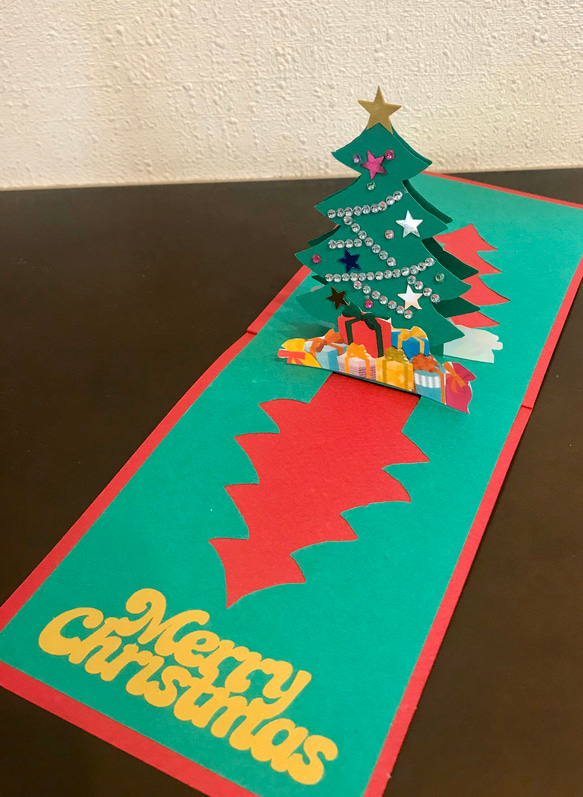 [送料無し] Creema限定「飾れるキラキラのクリスマスツリー  ポップアップカード」　 2枚目の画像