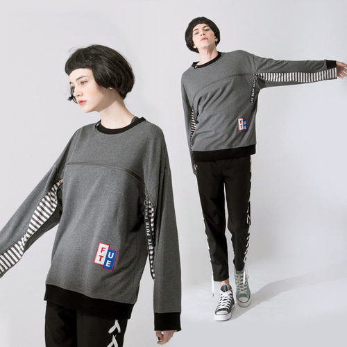 ロングジッパーラウンドネックスウェットシャツ カットソー FUTE 通販 