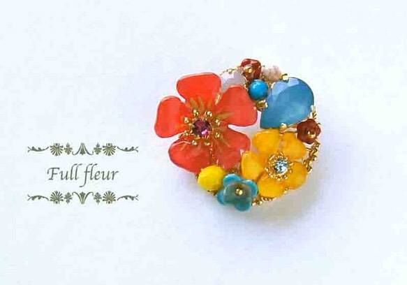 【再販】Vivid color  flower broach 1枚目の画像