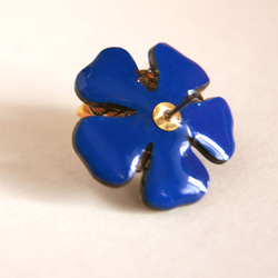 【再販】Double flower pierce/earring -Navy- 2枚目の画像