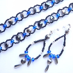 9/30までsale!bracelace &earring set：blue-night×silver-night 3枚目の画像