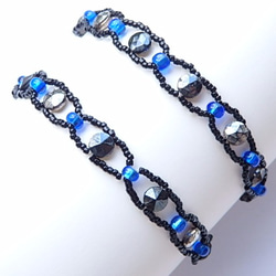 9/30までsale!bracelace &earring set：blue-night×silver-night 5枚目の画像