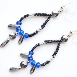 9/30までsale!bracelace &earring set：blue-night×silver-night 6枚目の画像