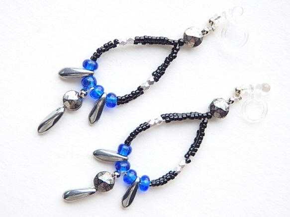 9/30までsale!bracelace &earring set：blue-night×silver-night 6枚目の画像