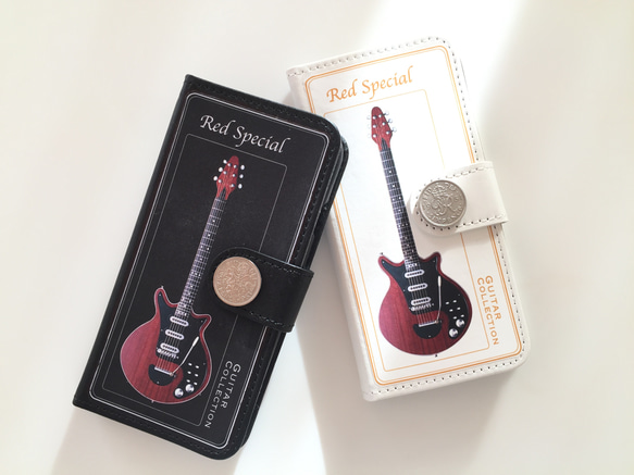 ギターiPhoneケース/クイーンモデル・黒（6ペンスコイン付き） 4枚目の画像