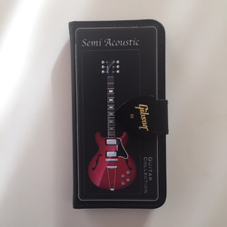 ギターiPhoneケース（セミアコ/黒） 2枚目の画像