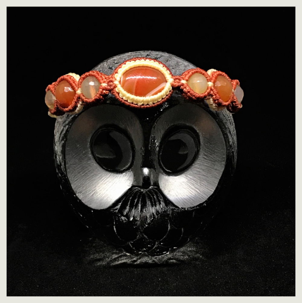 カーネリアンのブレスレット【大きいサイズ　ＬＬサイズ】【マクラメ macramé】