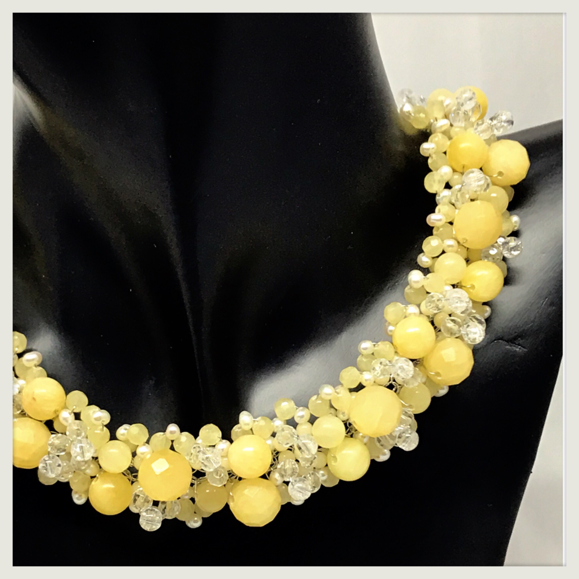 イエロージェードのネックレス 【ステンレスワイヤークロッシェ】【送料無料】