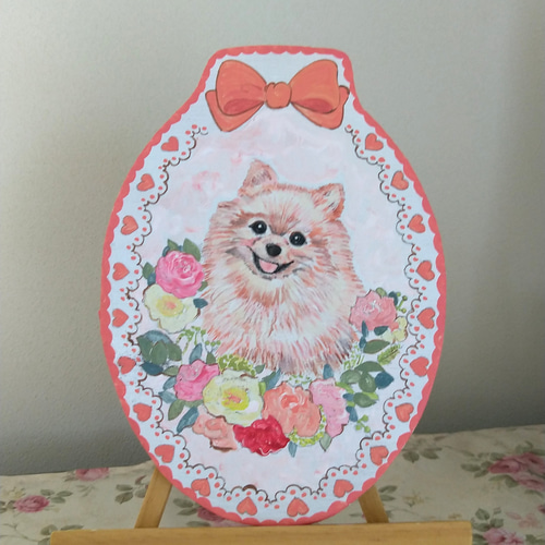 トールペイントハンドメイド☆ポメラニアン 犬 ペット 表札看板