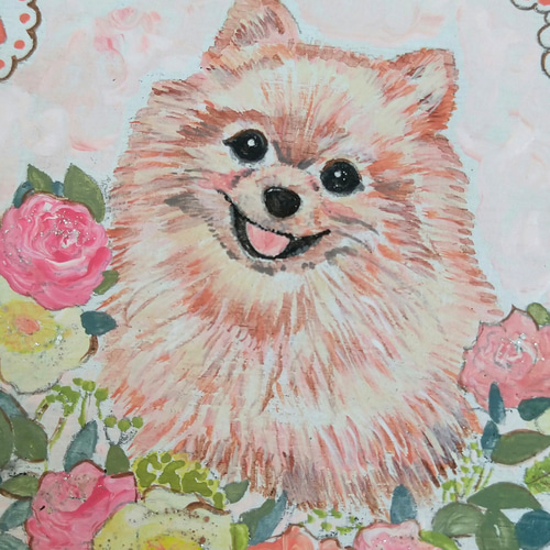 ハンドメイド　オーダー受付ページ　♡クリスタルりんごの木　ポメラニアン　パネル♡ ハンドメイド オーダー受付ページ ♡サーフィン ポメ チワワ パネル