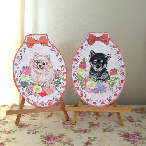 トールペイントハンドメイド☆柴犬 黒 ペット 表札看板プレゼントに