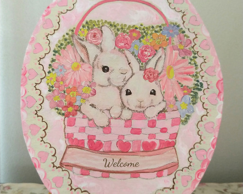 トールペイント作品 おしゃれうさぎ